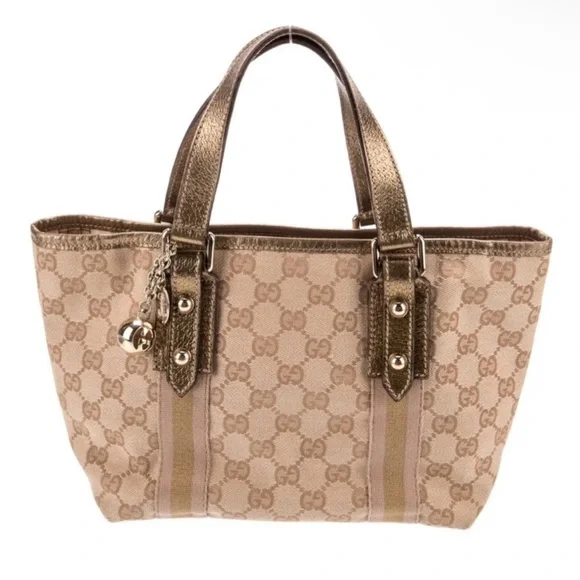 Gucci Gold and Beige Signature Tote - Picture 2 of 15